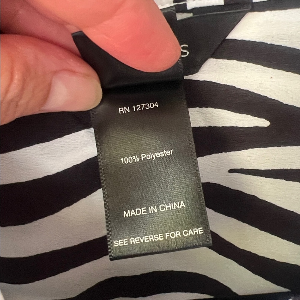 Ali Miles Sz L Zebra Print Long Line Tunic Top Black White - Picture 5 of 9